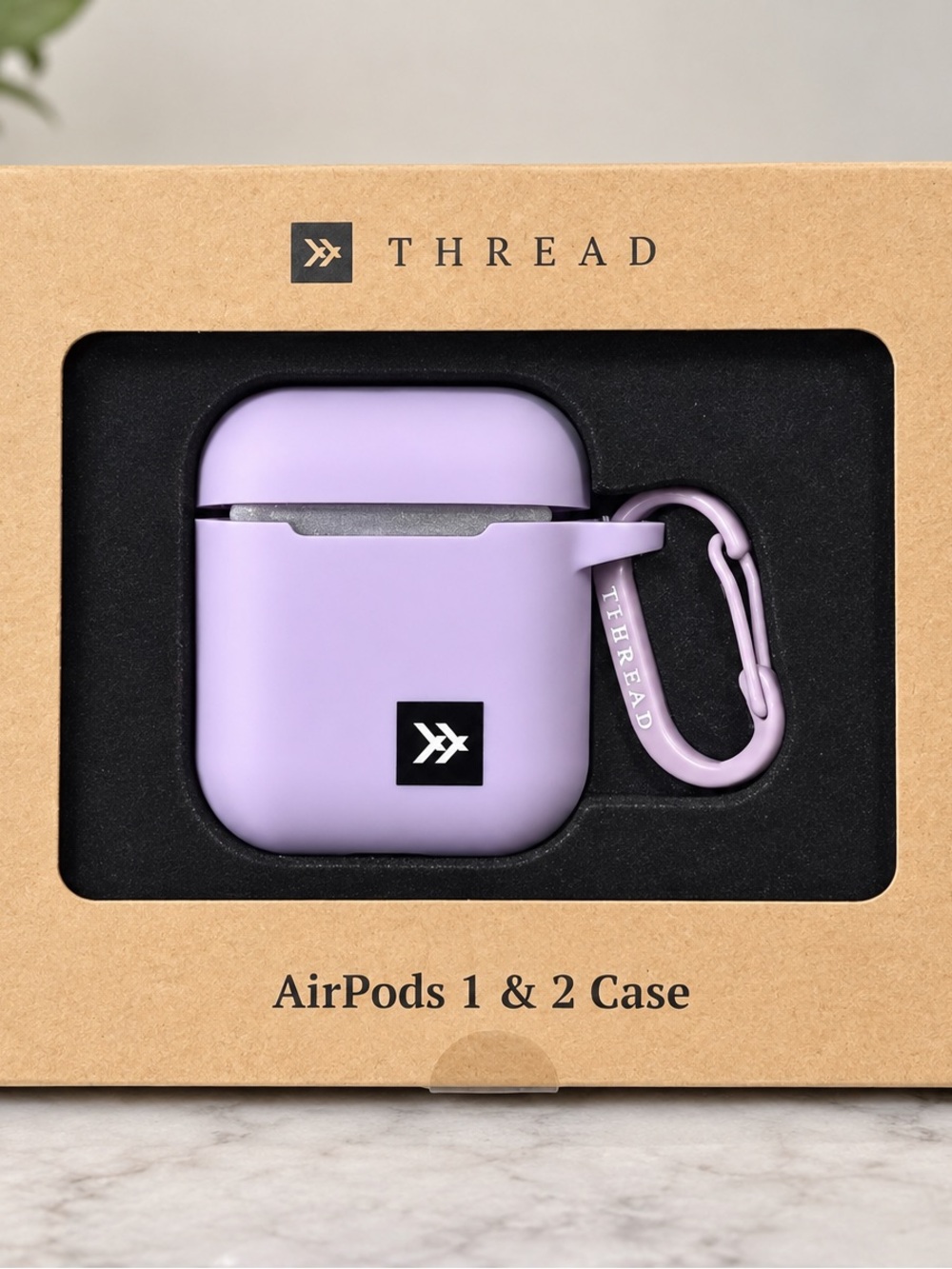 Thread Lilac Silicone Case for AirPods 1 & 2 with Matching Carabiner